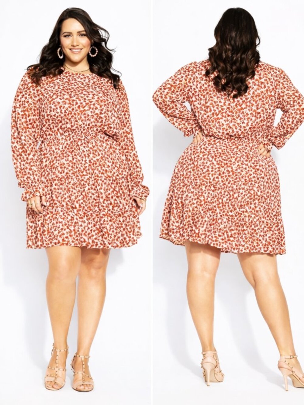 New City Chic Aurora Dress Red Pink Champagne Berries Chiffon Size Plus M/18